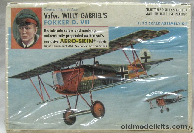 Renwal 1/72 Fokker D-VII Aero Skin - Vzfw. Willy Gabriel's Aircraft, 270-69 plastic model kit